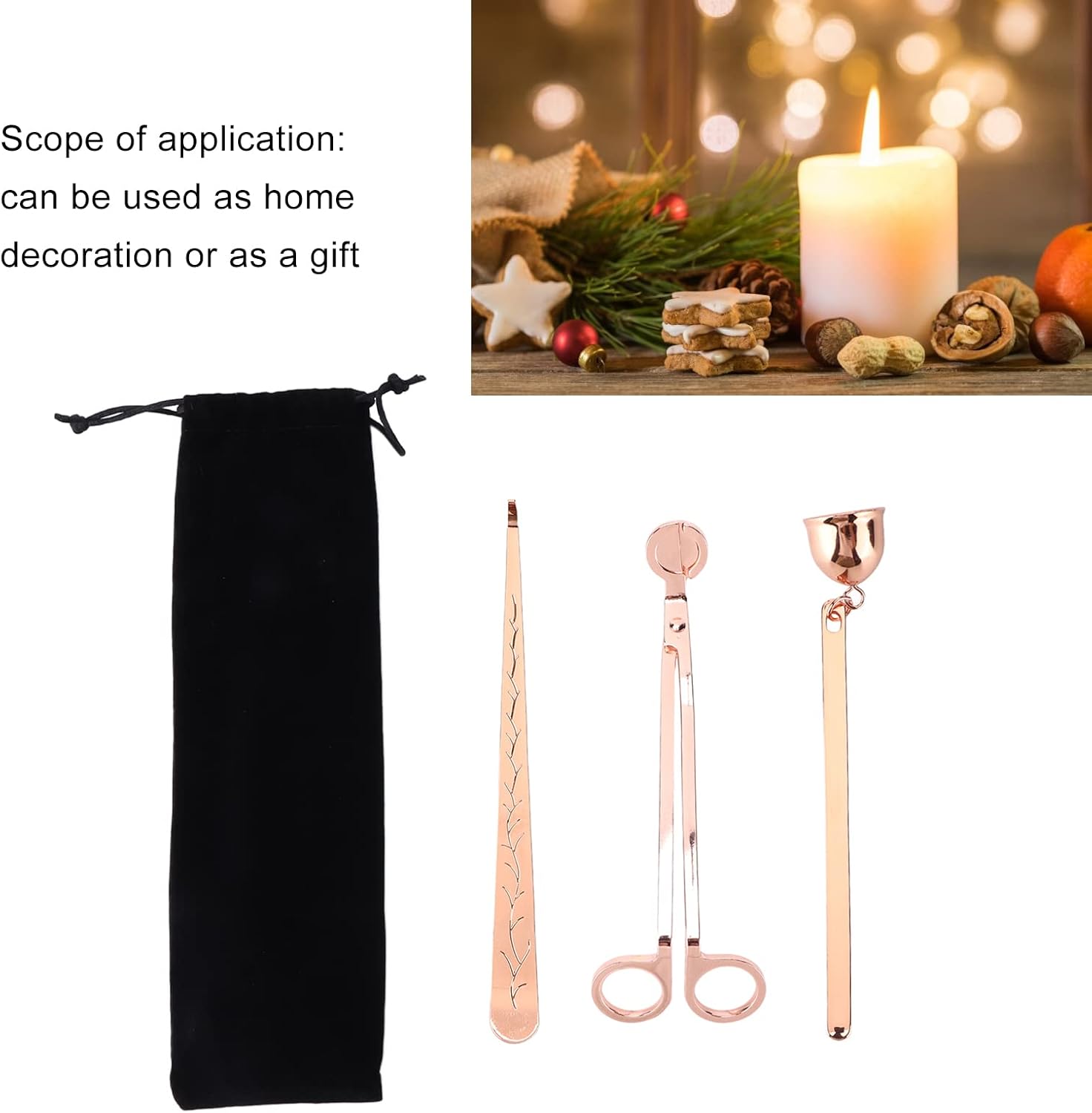 3PCS Candle Wick Trimmer, Stainless Steel Candle Snuffer and Wick Dipper Candle Accessory Set