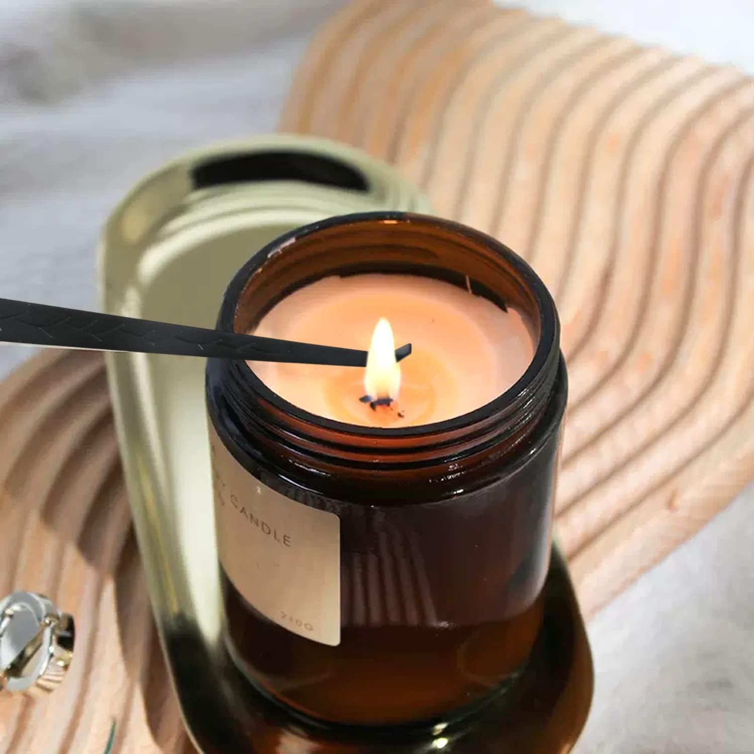 yueton 2PCS Black Stainless Steel Candle Wick Dippers Candle Wick Hooks Candle Wick Accessories for Putting Out Extinguish Candle Wicks Flame Safely