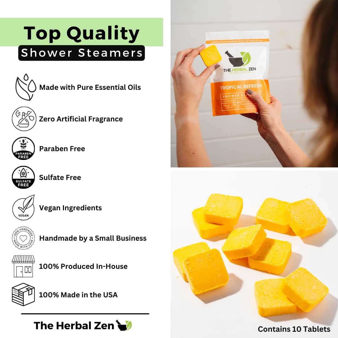 The Herbal Zen Citrus Tropical Refresh Shower Steamers Aromatherapy - 10 Ct
