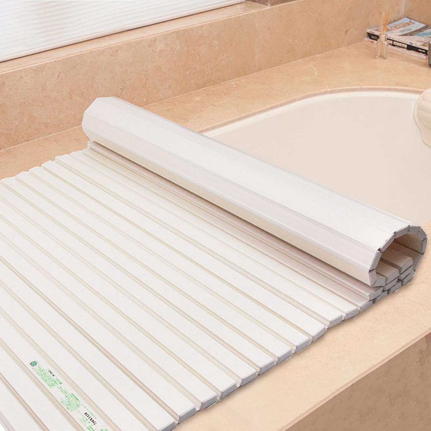 Bath Caddy Non-Slip Rack Bathtub Cover Folding Bath Tray Dust-Proof Cover Insulation Board Storage Shelf Phone Slot and Book Rest Tablet Stand (70x140cm)