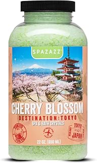 Hot Tub Aromatherapy Spa & Bath Salt Crystals - Cherry Blossom - Tokyo Destinations Collection - Scents for Relaxing in Spas and Bath Tubs - Skin Softening Magnesium Mineral Soak by Spazazz - 22 oz