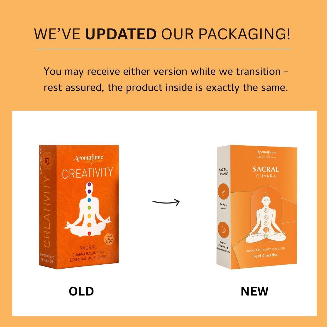 Sacral Chakra Essential Oil Roll-On Blend by Aromafume | 10ml/0.33 fl oz | Swadisthana | Aromatherapy Oils for Chakra Balance | Orange & Patchouli Extracts | Chakra Incense for Meditation, Yoga, Reiki