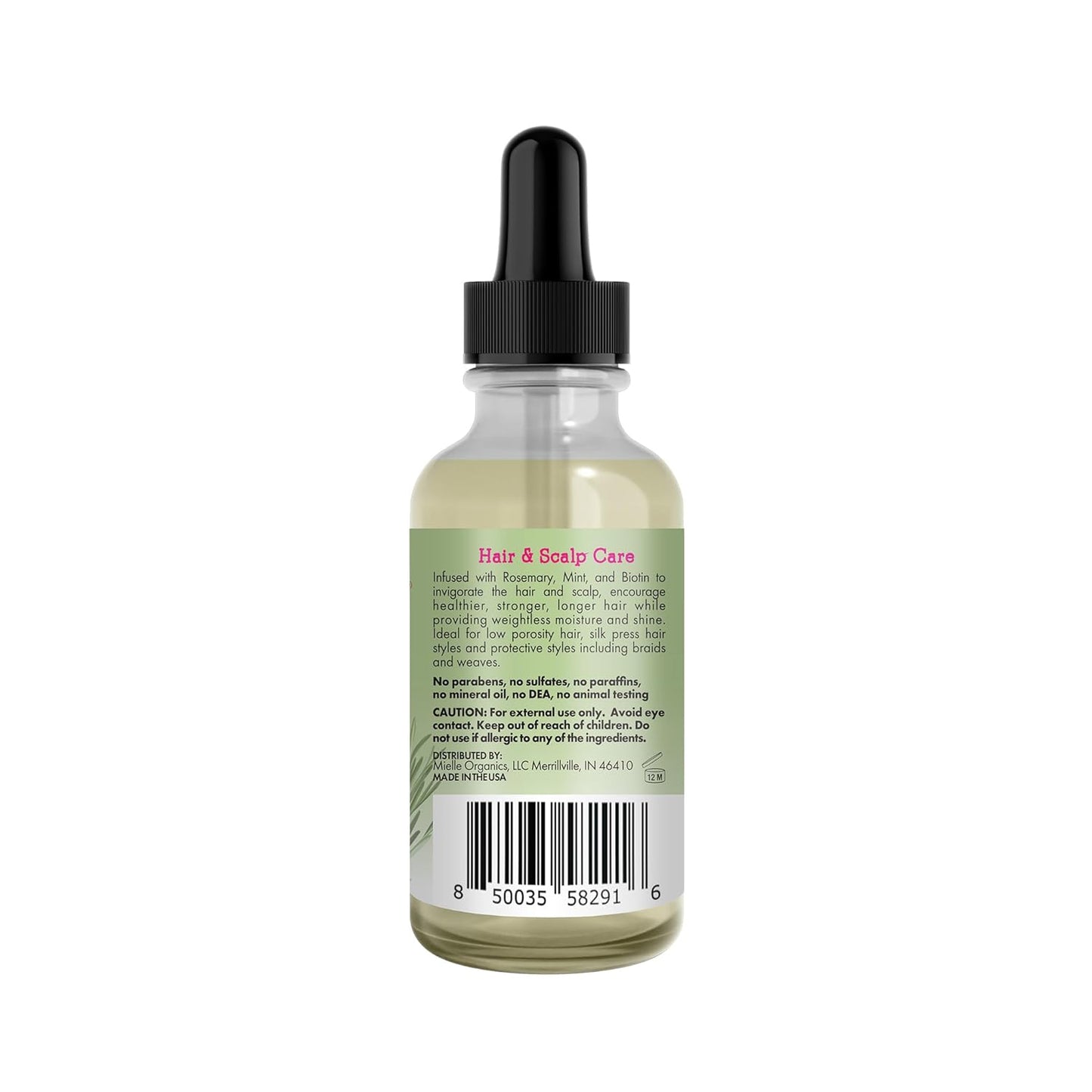 Mielle Organics Rosemary & Mint Light Hair Oil, Split Ends & Dry Scalp Treatment - Infused with Biotin & Essential Oils for Strengthening, Soothing, Moisturizing & Encouraging Longer Hair (2 Oz)