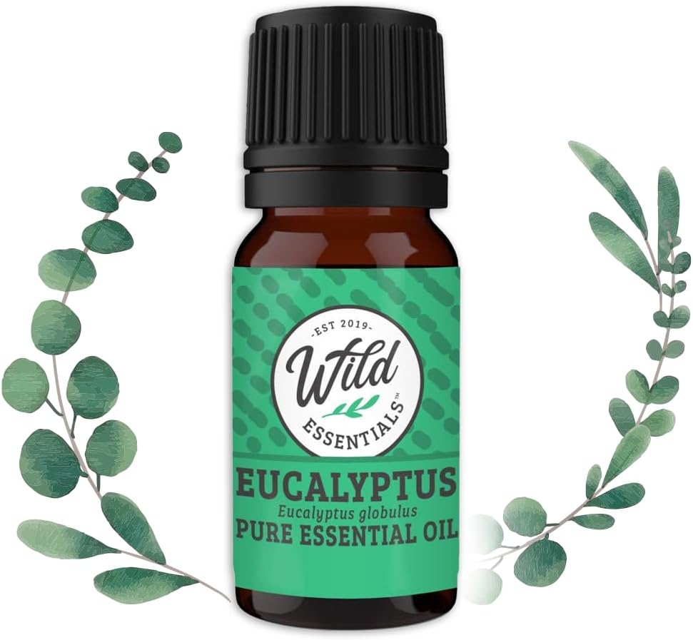 Wild Essentials Eucalyptus 100% Pure Essential Oil - 10ml Bottles, undiluted, Therapeutic Grade, Made and Bottled in The USA, Congestion, Stress, Aches and Pains