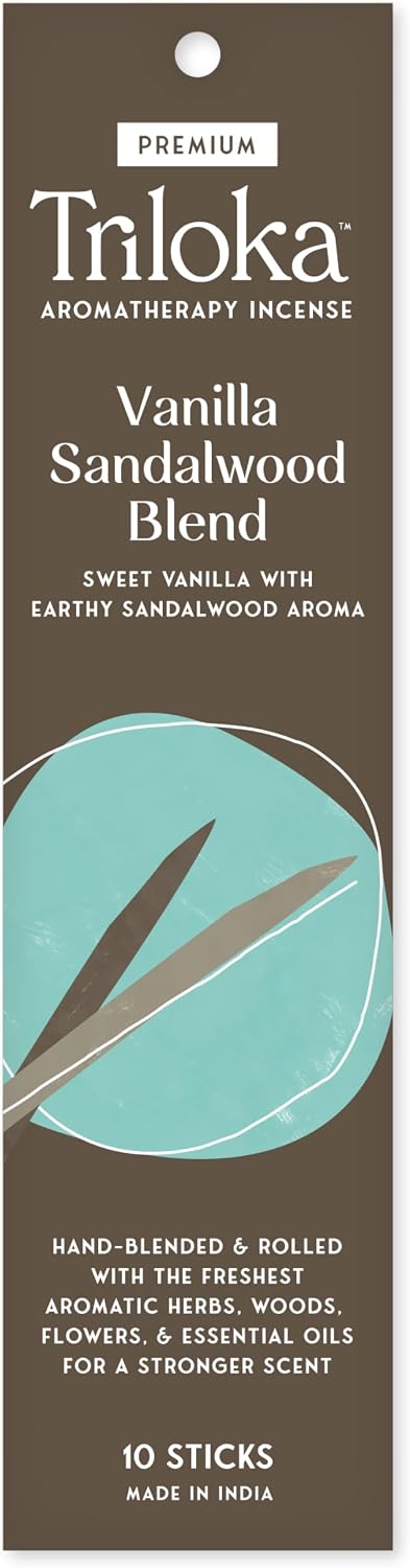 Triloka Premium Incense, Vanilla-Sandalwood Blend, 10 Sticks