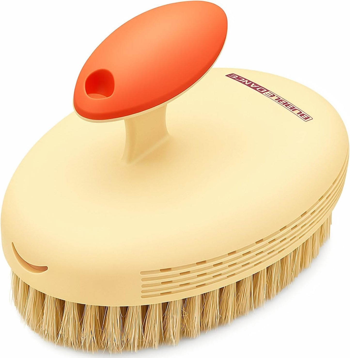 BUBBLEDANCE® Pebble Base Dry Brush - Large Dense Boar Bristles, Rust-Proof | Pebble base & football grip. Copper nails. Fast-Drying. Dry & wet use. Large dense brush for exfoliation & smooth skin
