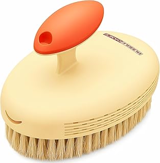 BUBBLEDANCE® Pebble Base Dry Brush - Large Dense Boar Bristles, Rust-Proof | Pebble base & football grip. Copper nails. Fast-Drying. Dry & wet use. Large dense brush for exfoliation & smooth skin