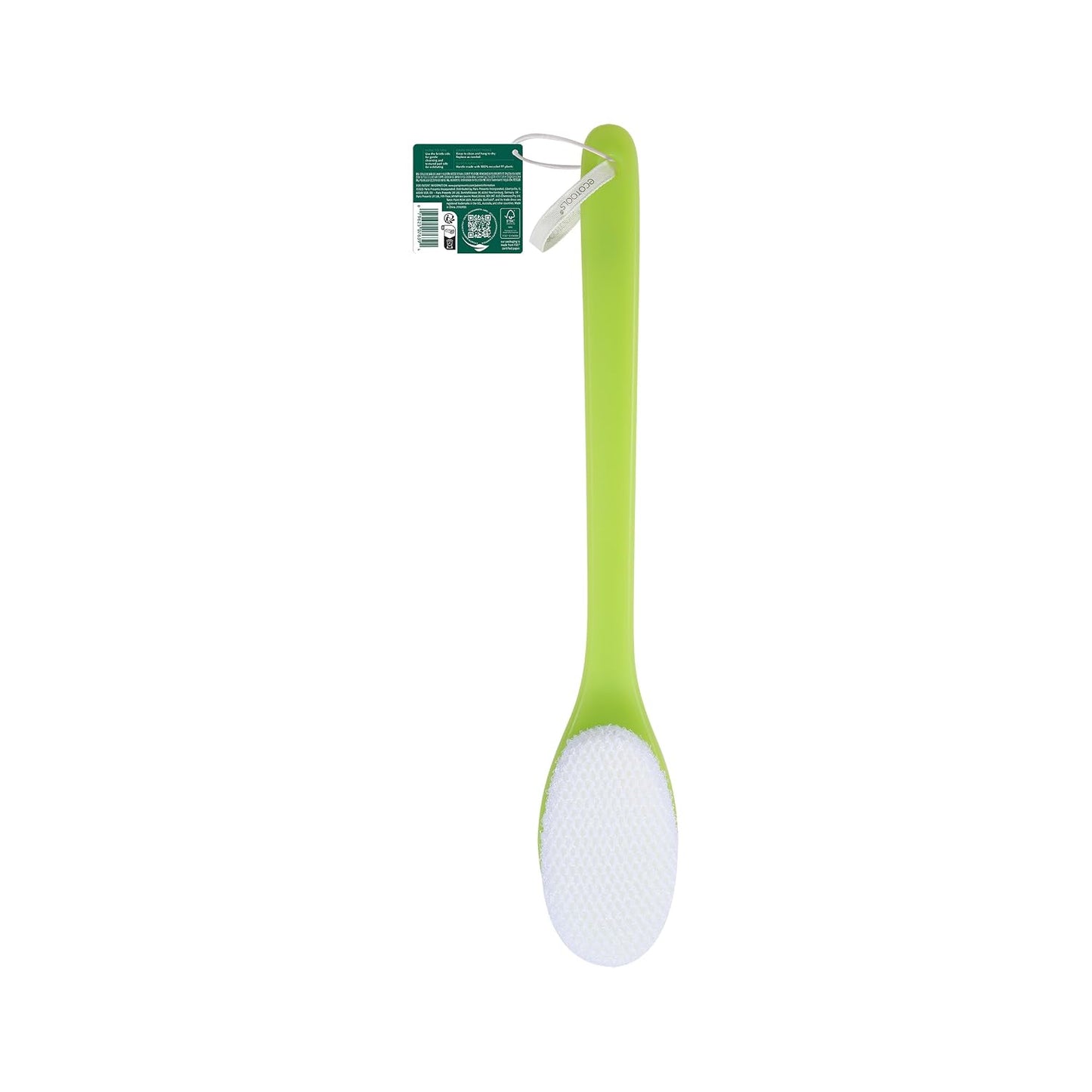 EcoTools Buff + Polish Bath Brush, Long Handle to Cleanse & Exfoliate Back & Hard-to-Reach Areas, Eco Friendly Shower Brush Removes Dead Skin, Cruelty Free Nylon Bristles, Vegan, 1 Count
