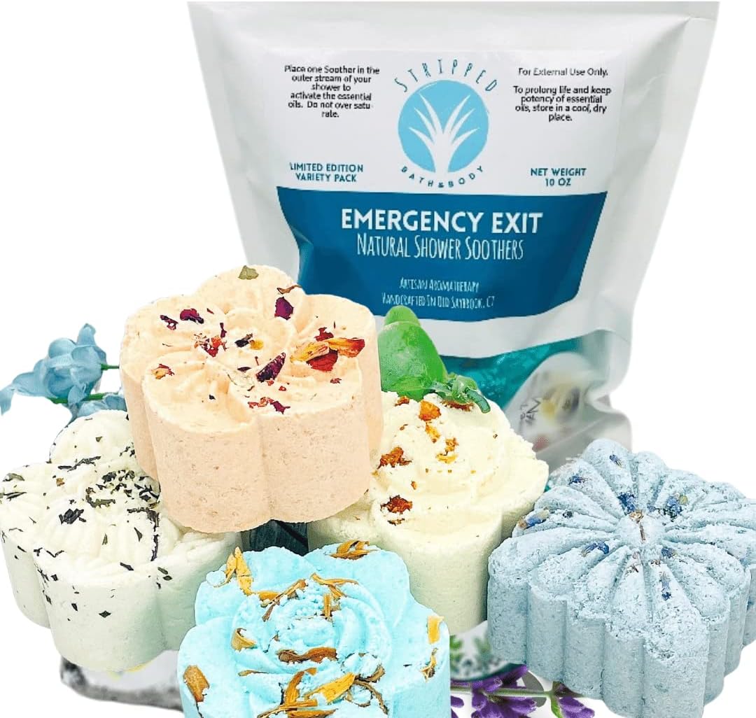 Variety Shower Bomb Collection (5pk) – Essential Oil Aromatherapy Shower Tablets for Stress, Relaxation, Mood Lift, Energy and Open Airways | Secret Santa Christmas Gift Idea (No Bomb Bag)