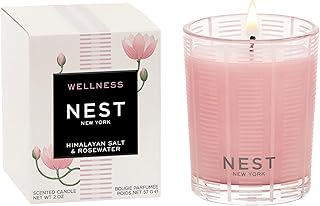 NEST New York Scented Votive Candle, Himalayan Salt & Rosewater - 2 oz - Up to 28-Hour Burn Time - Reusable Glass Vessel