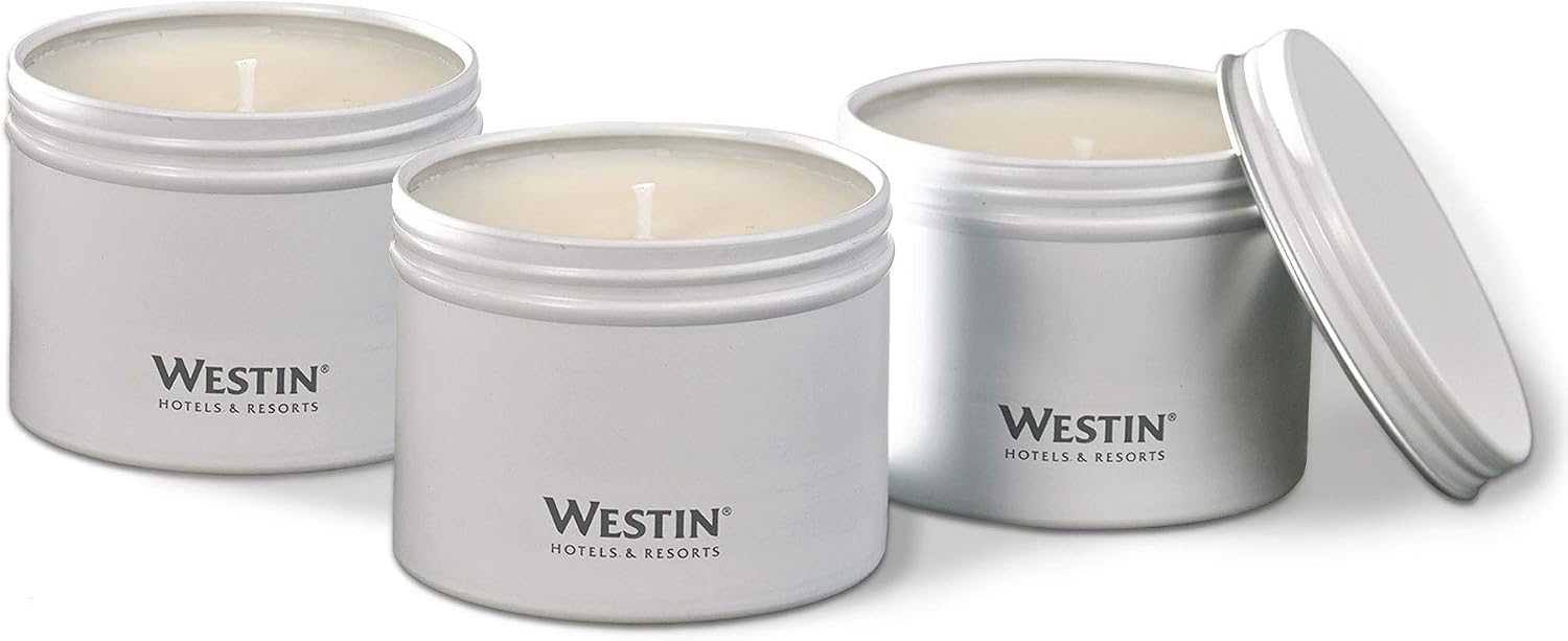 Westin White Tea Candle in a Tin - Hand-Poured, Soy Candle in Tin - Signature White Tea Scent - 4 oz. - Set of 10
