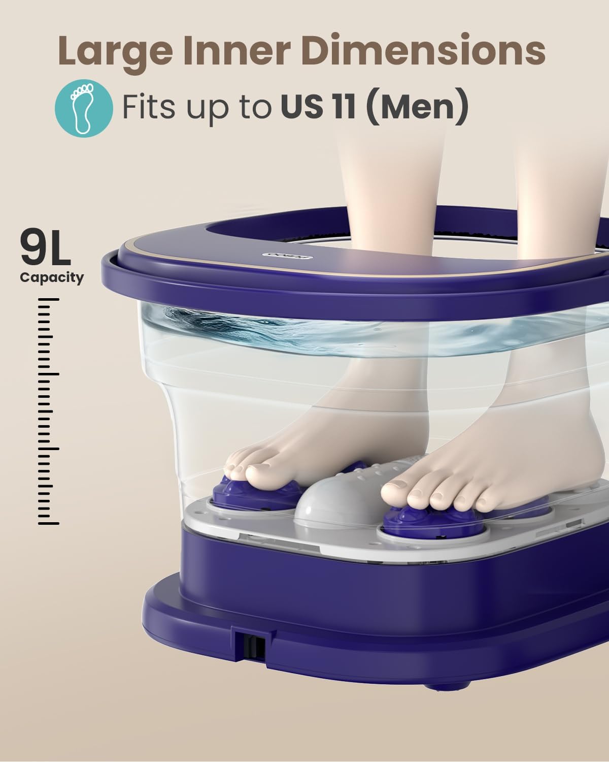 Puboo Electric Foot Bath Massager with Remote, 16 Motorized Massage Balls for Stress Relief, Collapsible Foot Spa Bath Massager with Heat, Pedicure Spa Tub with Temp Control, Purple