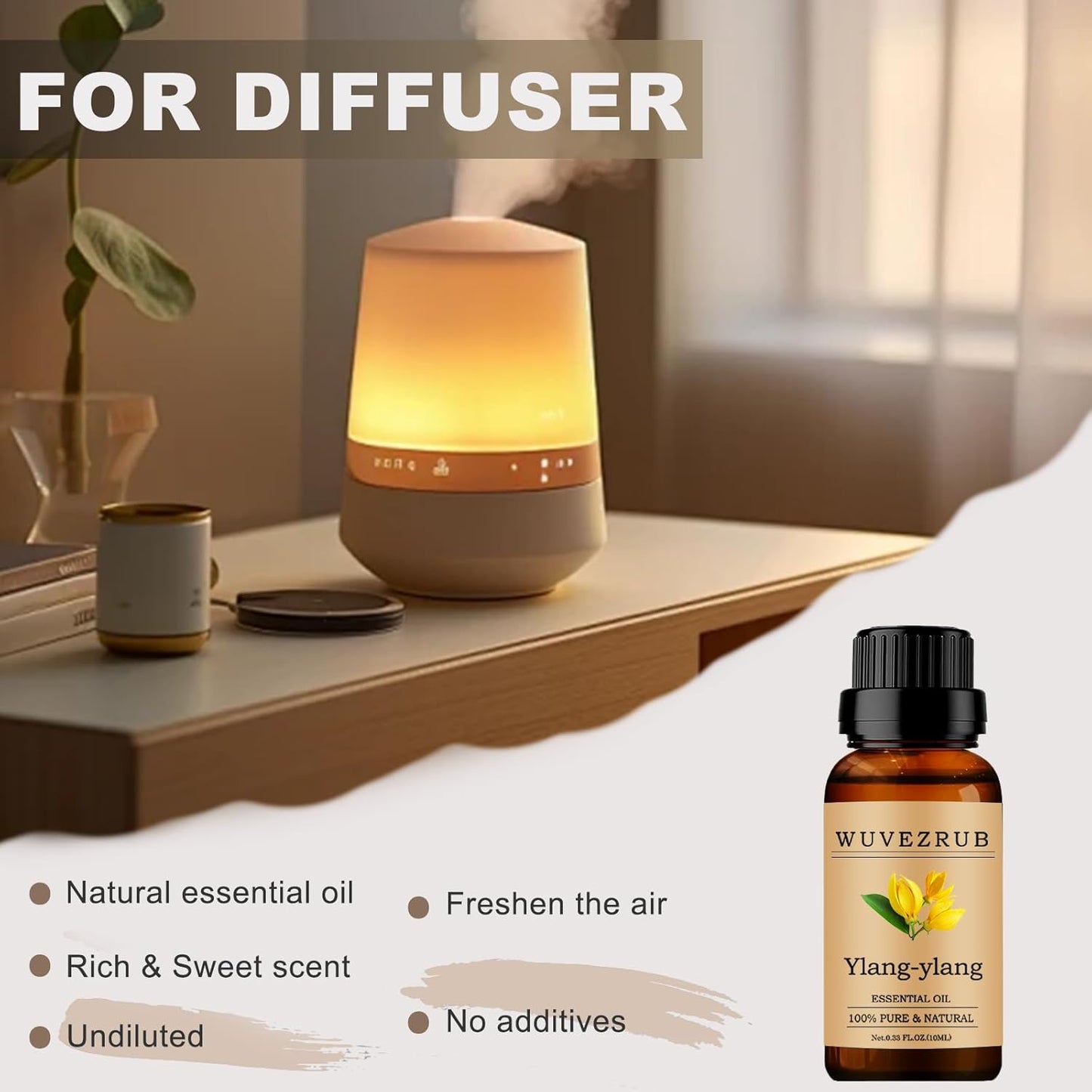 Ylang-Ylang Essential Oil 10ML, 100% Pure and Natural for Aromatherapy Diffuser - 0.33 Fl Oz
