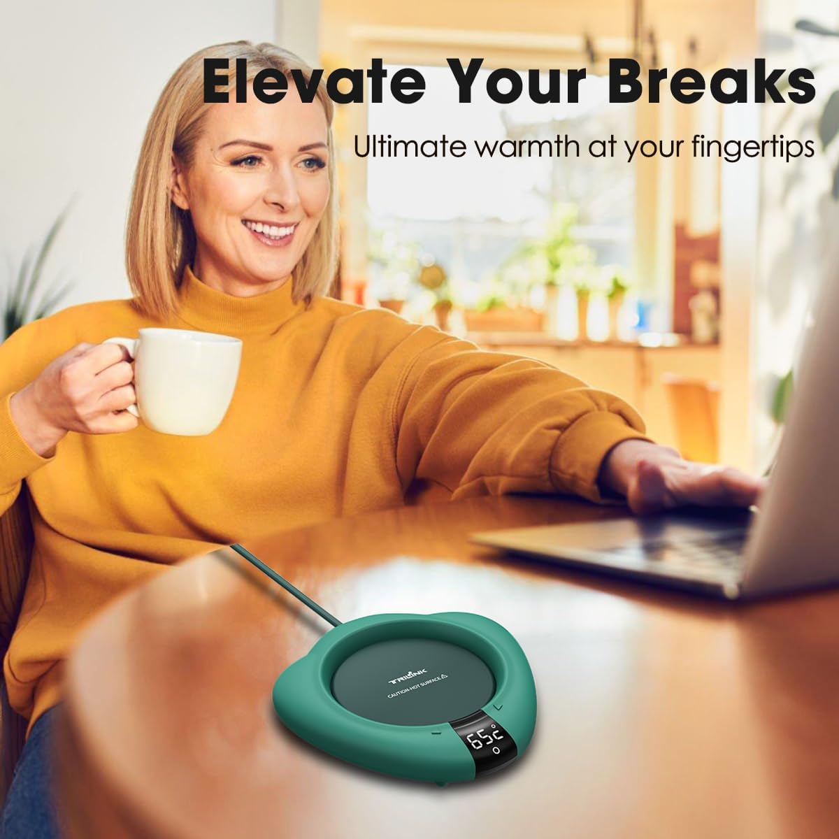 Coffee Mug Warmer for Desk, Cup Warmer with Auto Shut Off, Mug Warmer Plate for Coffee, Milk, Tea, Beverage - Mug Heater for Travel, Home and Office (Green)