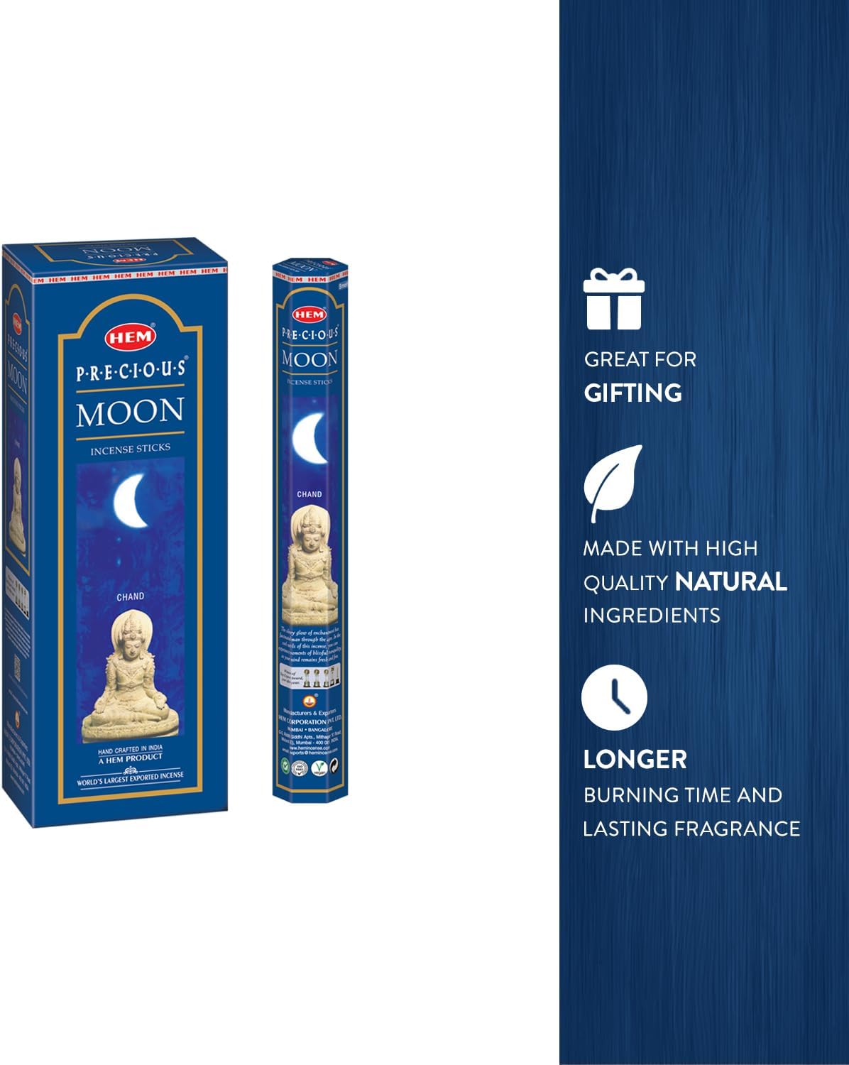 HEM - The Moon Incense Sticks - Pack of 6 - 120 count - 301g