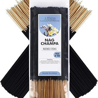 Bless-International-Nag-Champa 100%-Natural-Handmade-Incense-Sticks Organic-Chemicals-Free-for-Relaxation-Positivity-Yoga-Meditation 12-Inches-1-Hour-Plus-Burning-Time-100-Sticks-250-GM