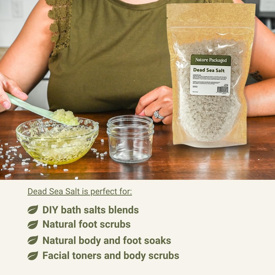 Dead Sea Salt (16oz) - Direct from The Shore of The Dead Sea - Organic Salt for Body Scrubs, Adding to Baths, and Foot Soaking 1 Pack