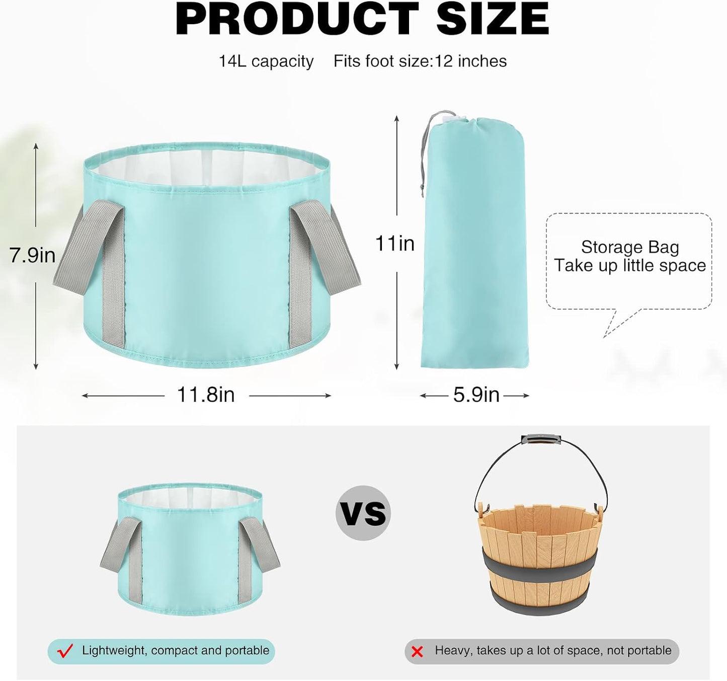 3 Pieces Collapsible Portable Foot Soak Tub Soaking Foot Basin Multifunctional Foldable Bucket Washing Camping Pedicure Bowl Outdoor Water Container for Fishing Hiking Spa Travel, 3 Colors, 14 L