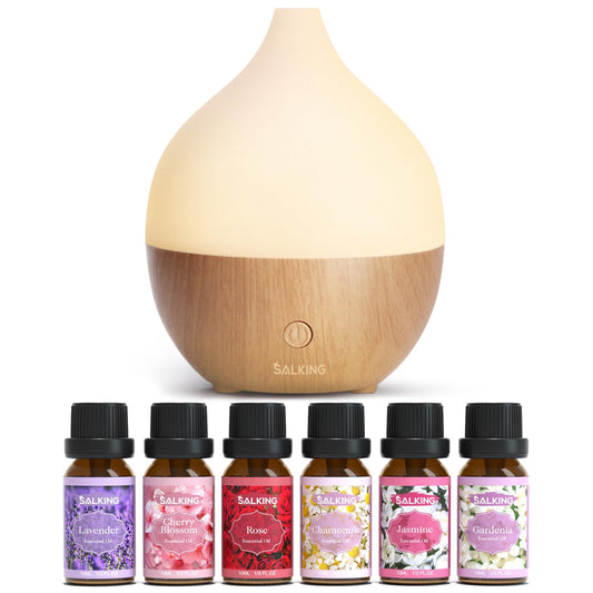 SALKING Aromatherapy Diffuser & Floral Essential Oils Set