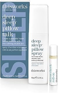 This Works Deep Sleep Pillow Talk Set – Natural Sleep Remedy Duo with Lavender, Camomile & Vetivert – 75ml Pillow Spray & 5ml Stress-Check Roll-On ($42 Value Set)