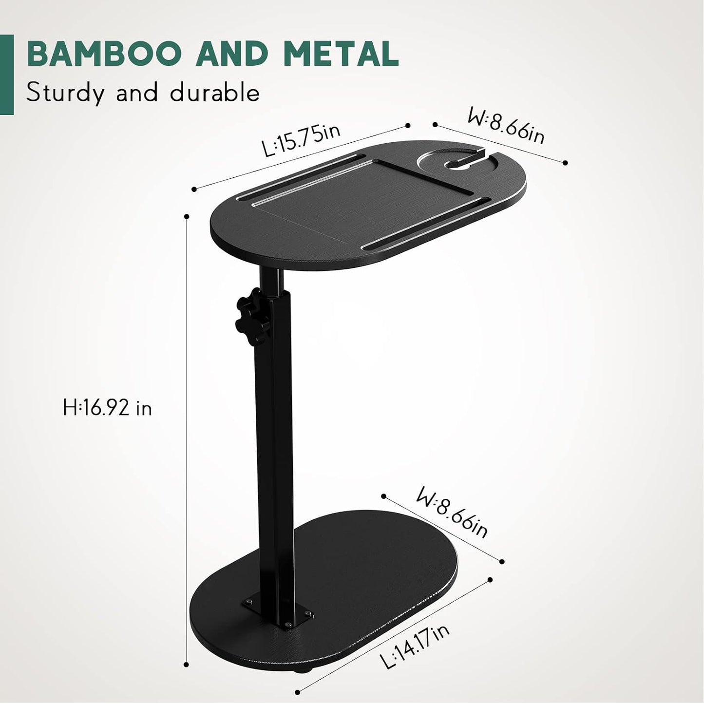 Yumkfoi Bamboo Bathtub Tray Table with Adjustable Height, Freestanding Bathtub Caddy for Tub Against Wall, Tub Organizer Suitable for Luxury Spa and House Warming - Patent Protected (Black)