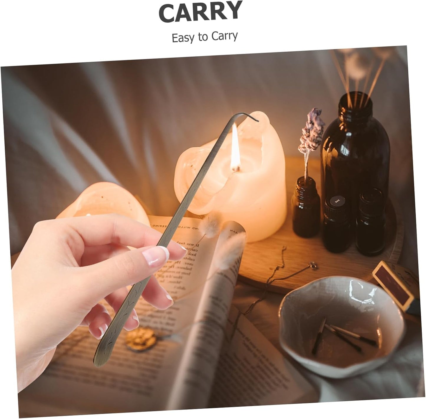 HEALLILY Stainless Steel Candle Tool Set Long Handle Candle Dipper Wick Hook Extinguisher for Home Use Aromatherapy Accessories
