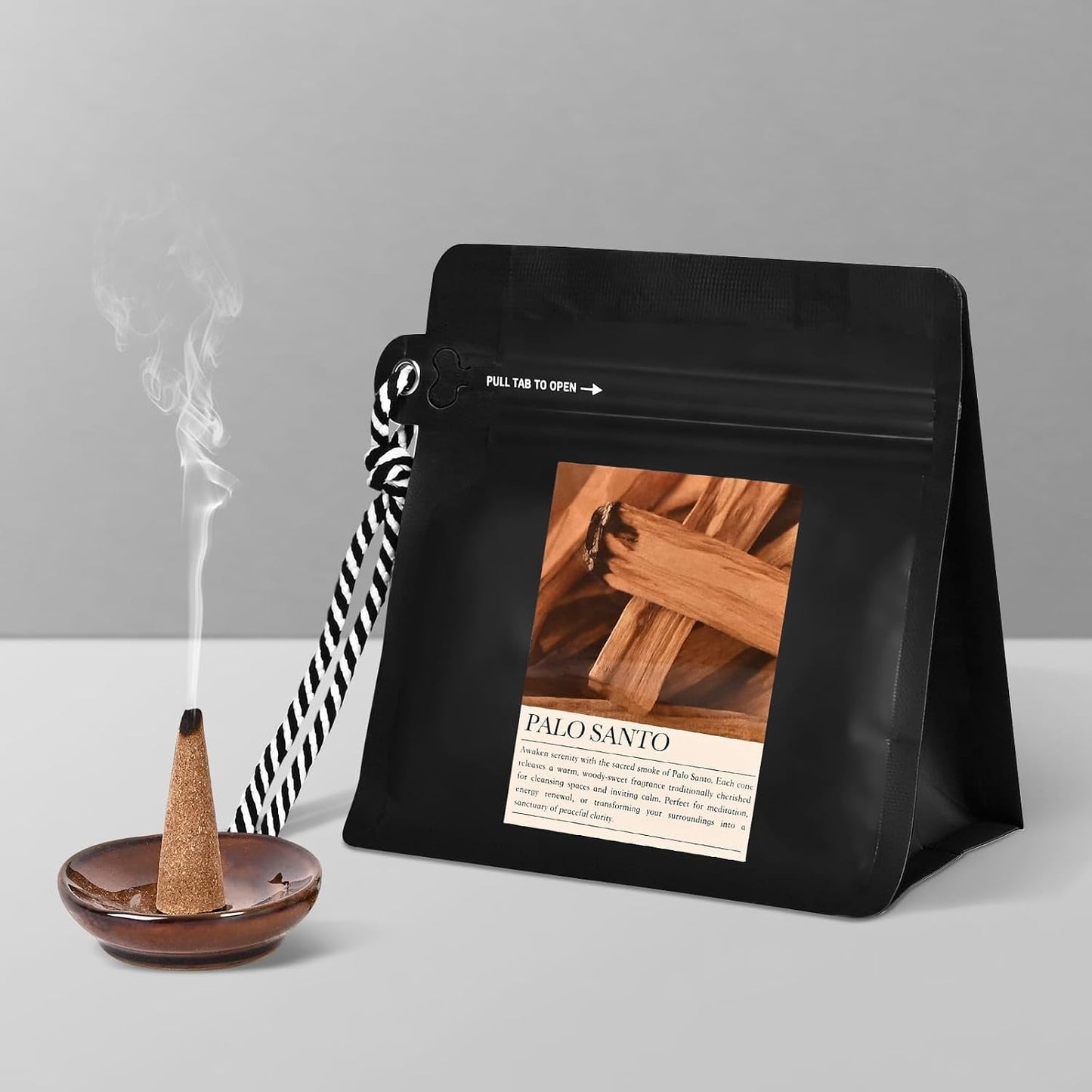 Palo Santo Incense Cones 30 Pcs with Holder - Natural Scent for Meditation & Space Cleansing