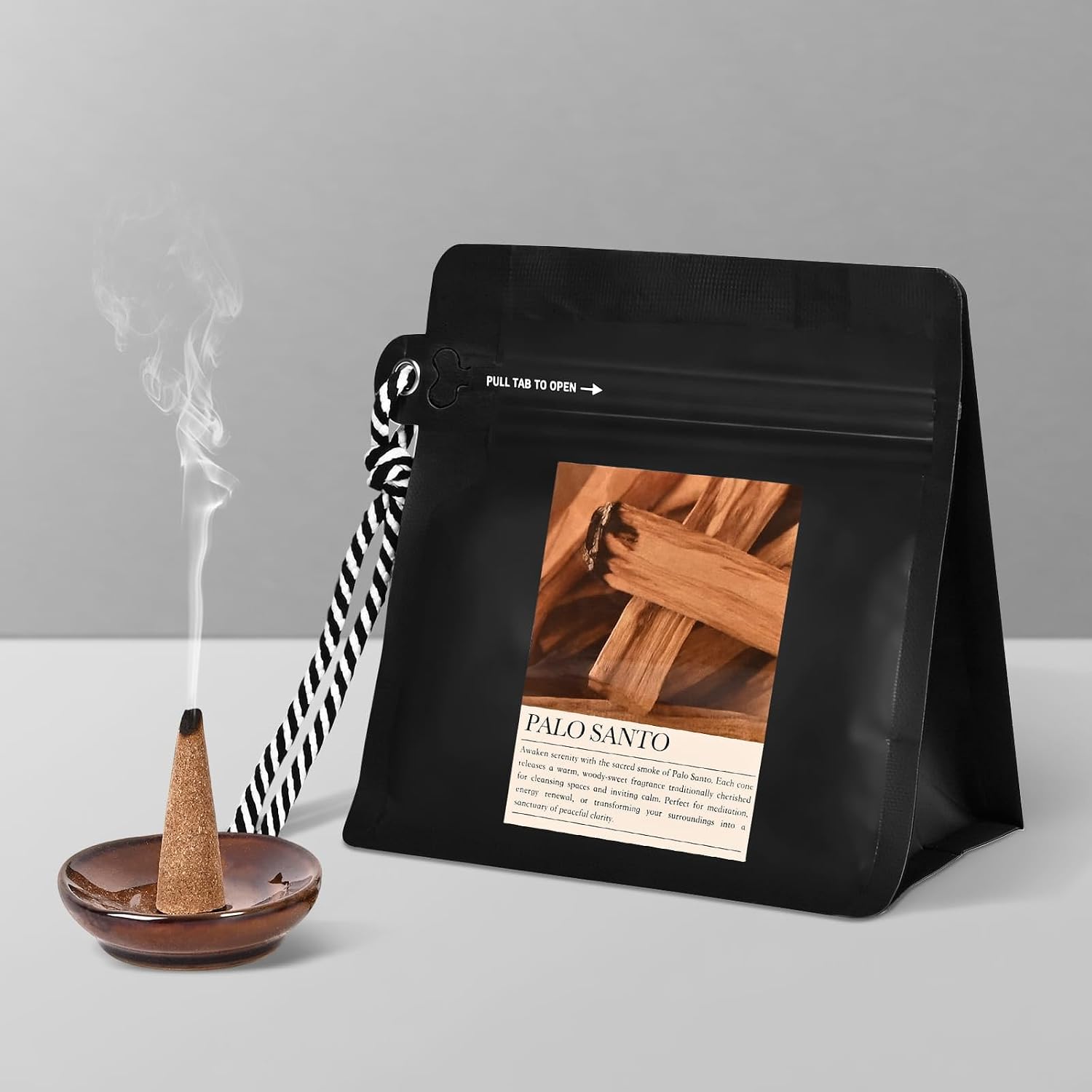 Palo Santo Incense Cones 30 Pcs with Holder - Natural Scent for Meditation & Space Cleansing