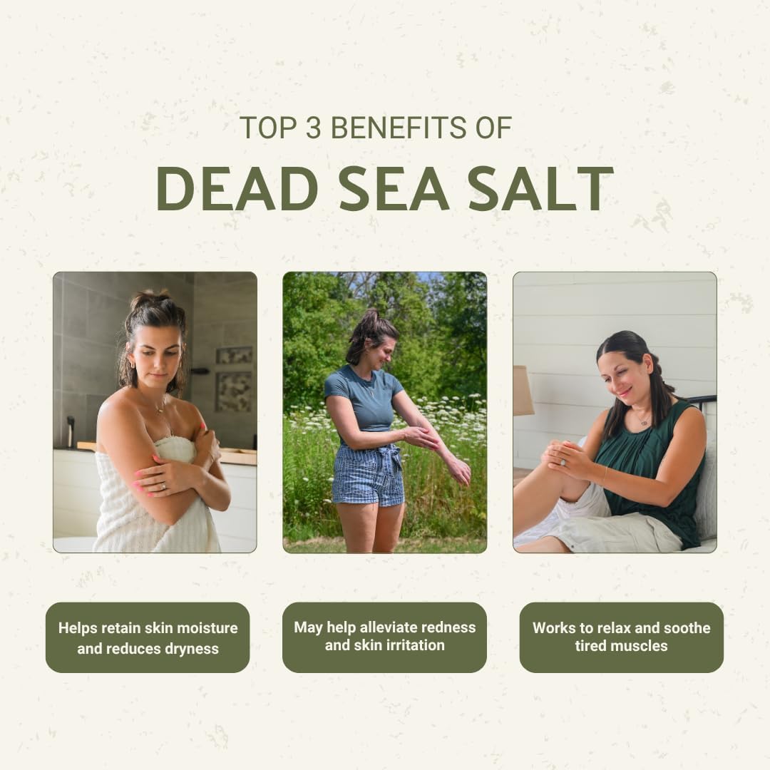 Dead Sea Salt (16oz) - Direct from The Shore of The Dead Sea - Organic Salt for Body Scrubs, Adding to Baths, and Foot Soaking 4 Packs