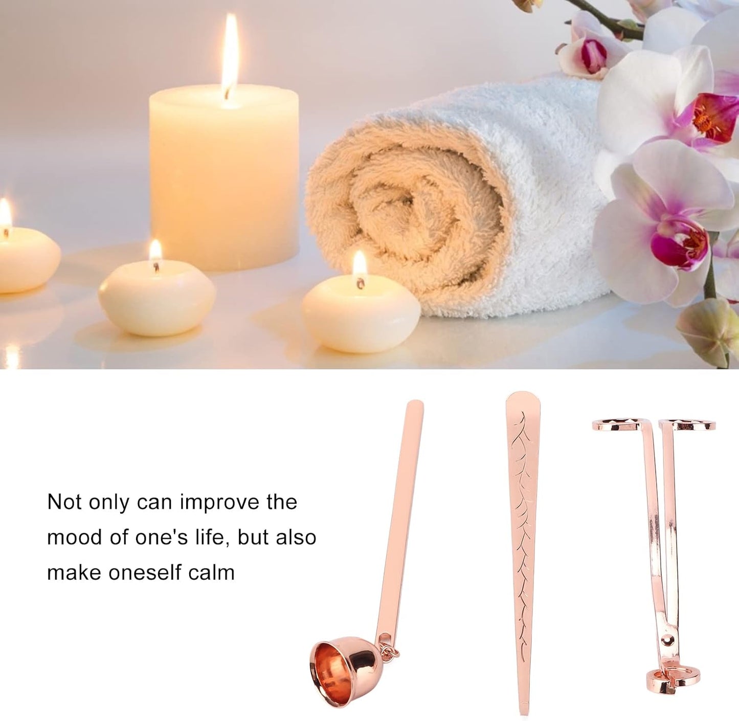 3PCS Candle Wick Trimmer, Stainless Steel Candle Snuffer and Wick Dipper Candle Accessory Set