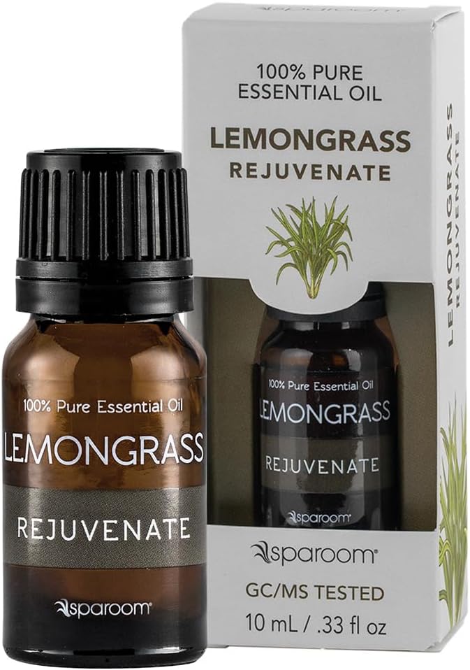 SpaRoom Aromatherapy 100% Pure Undiluted Essential Oil, Rejuvenate Lemongrass, 10 mL