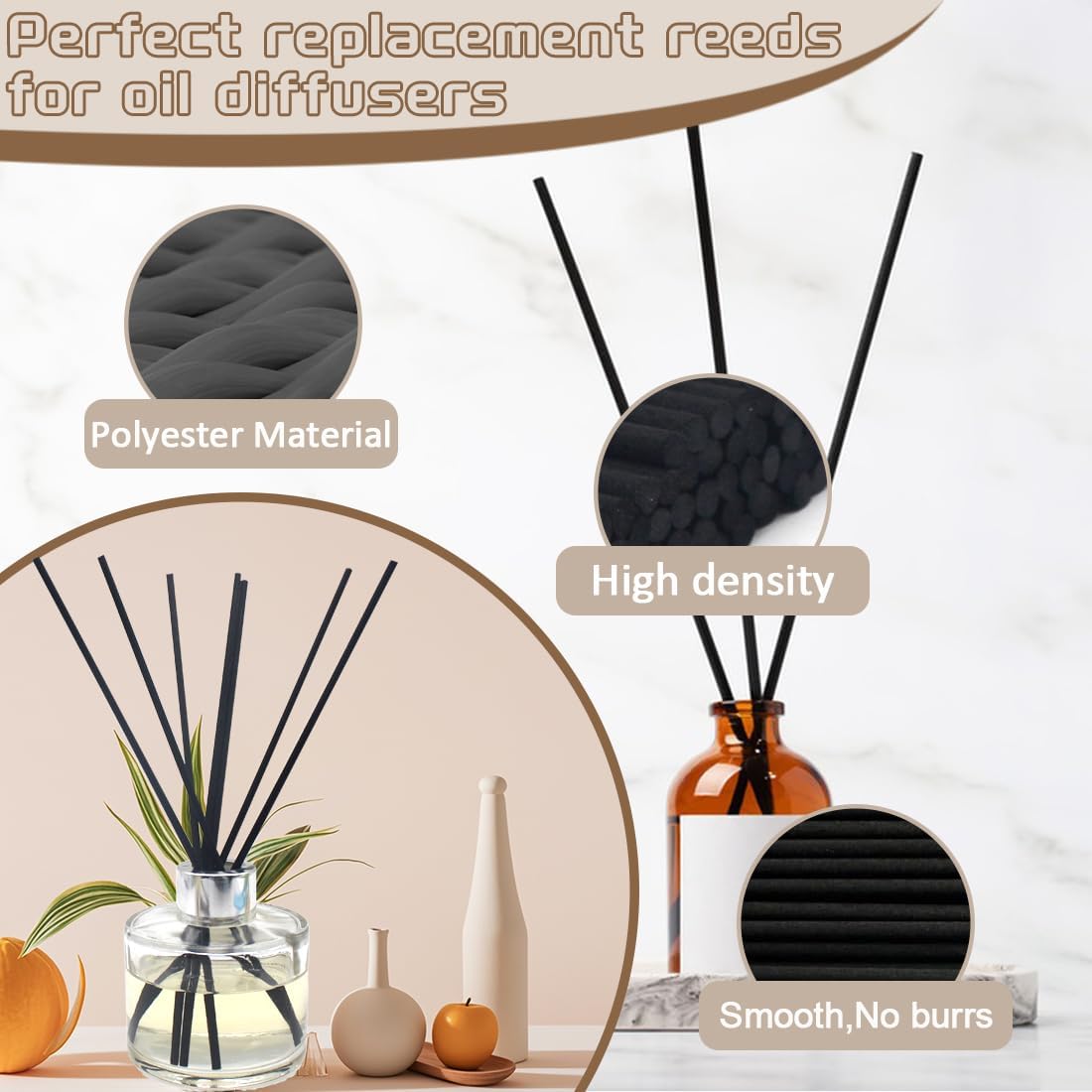 100PCS Aromatherapy Volatile Sticks，Reed Diffuser Sticks 3mm in Diameter, Rattan Wood Sticks Essential Oil Aroma Diffuser Sticks Refill Replacement for Aroma Fragrance (Primary Color, 10 in)