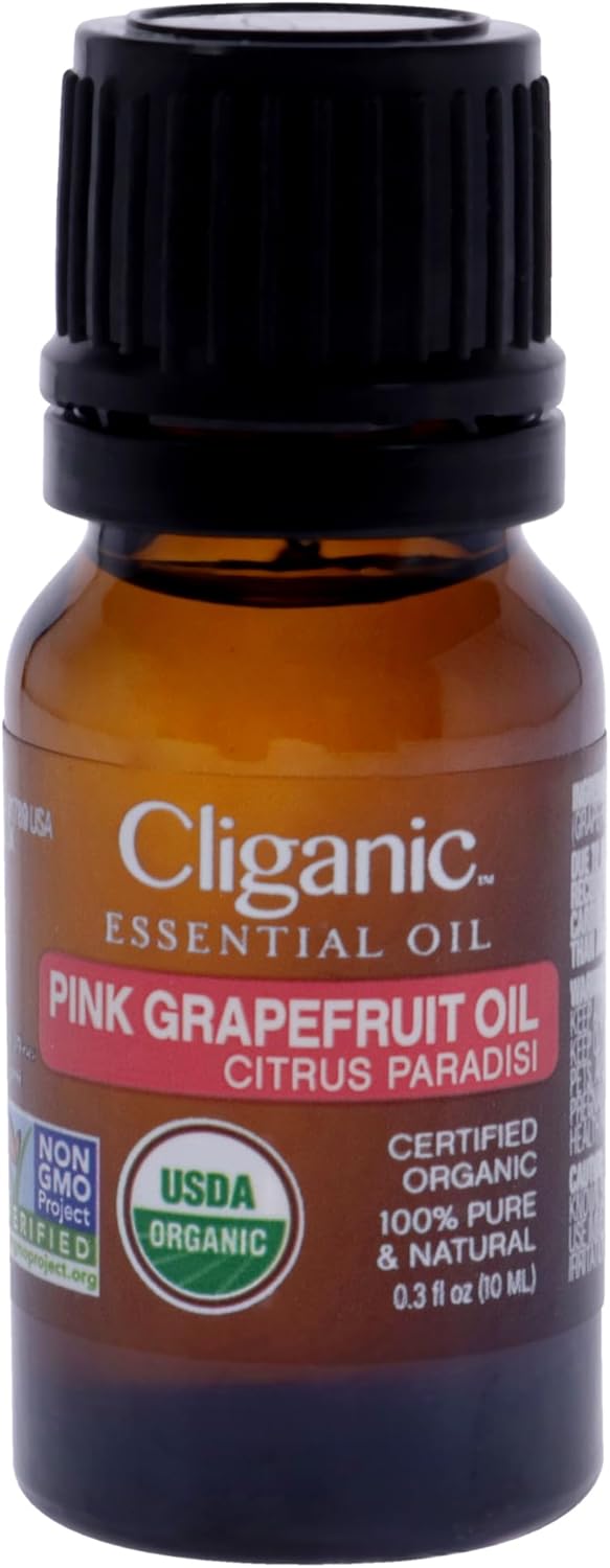 Cliganic Organic Pink Grapefruit Essential Oil, 100% Pure Natural, for Aromatherapy | Non-GMO Verified