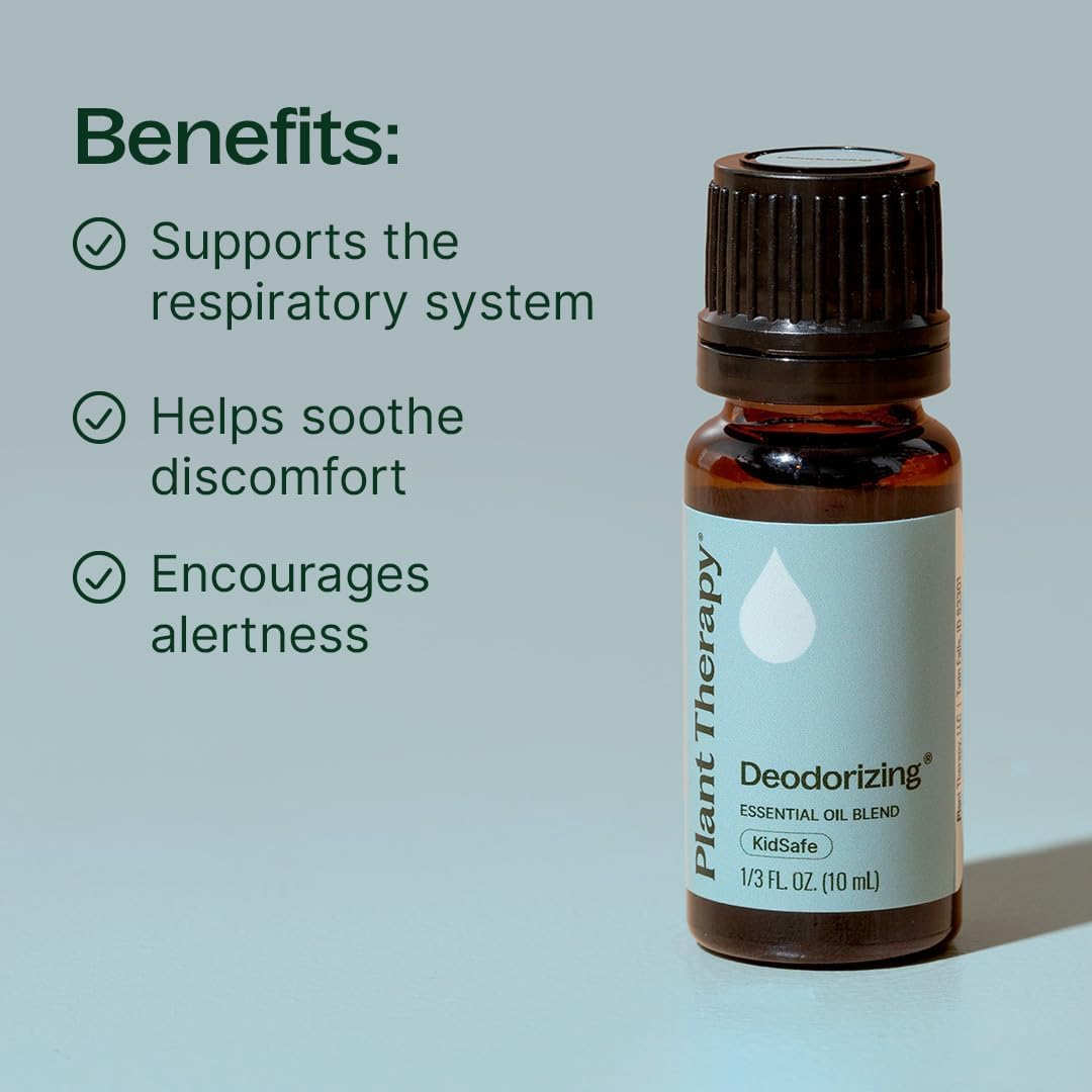 Plant Therapy Deodorizing Essential Oil Blend, 10 mL (1/3 oz), Pure Essential Oils, Undiluted, Therapeutic Grade, Ideal for Household Cleaning & Deodorizing