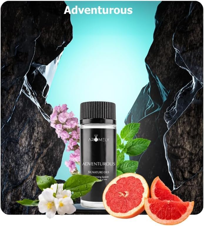 Adventurous Essential Oil Blend - Signature Diffuser Aroma Scent - Fragrance with Notes of Lemon, Grapefruit, Pink Pepper, Bergamot, and Amberwood - Oil for Waterless & Cold Air Diffusers (20ml)