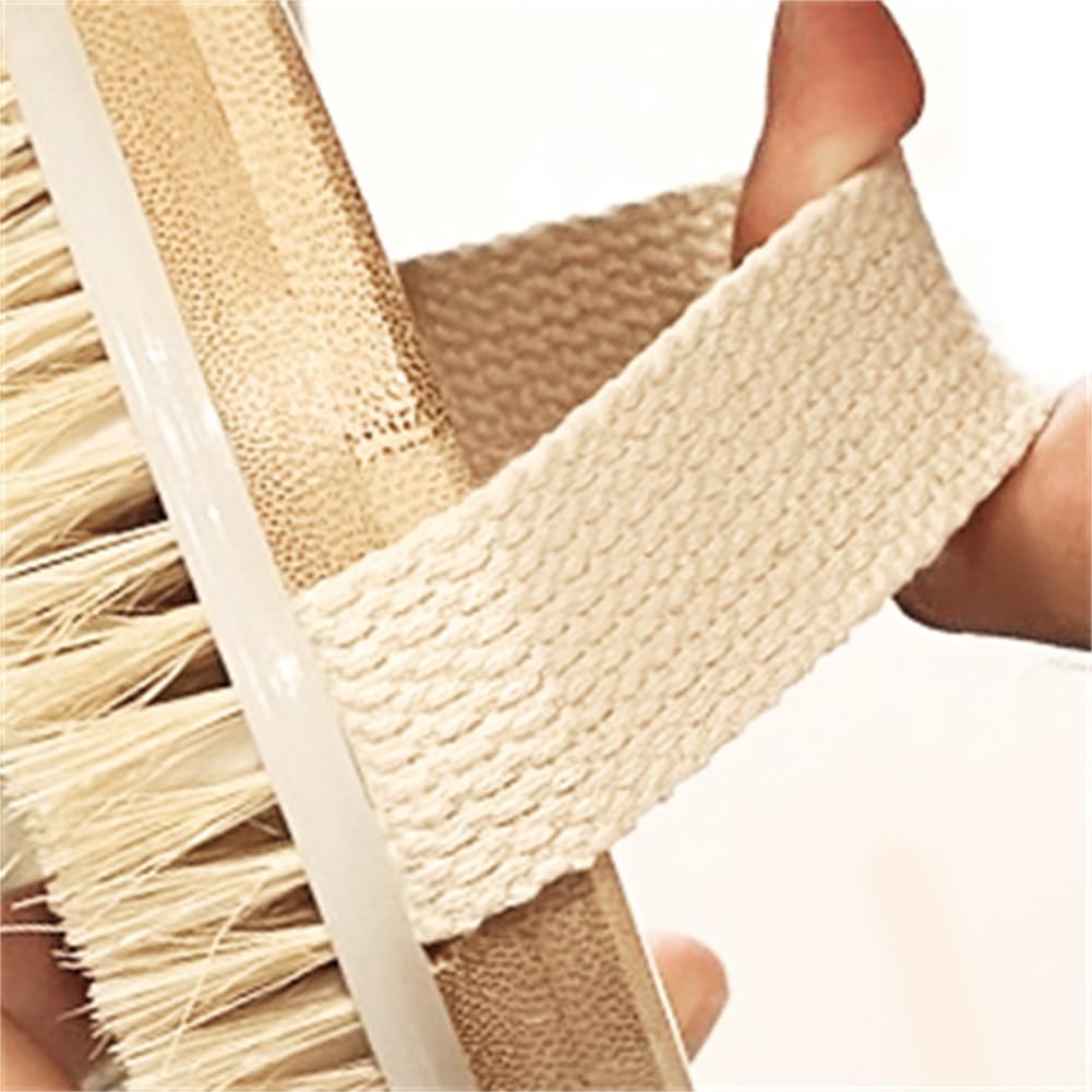 Bamboo Dry Body Brush Back Scrubber for Shower Handheld Bath Massage Brushes with Silicone Nodes Natural Bristle Brushing Exfoliator