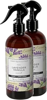 Abbey & Sullivan Linen Spray, Lavender Vanilla, Fabric Freshener and Odor Eliminator, Pack of 2, 16 oz