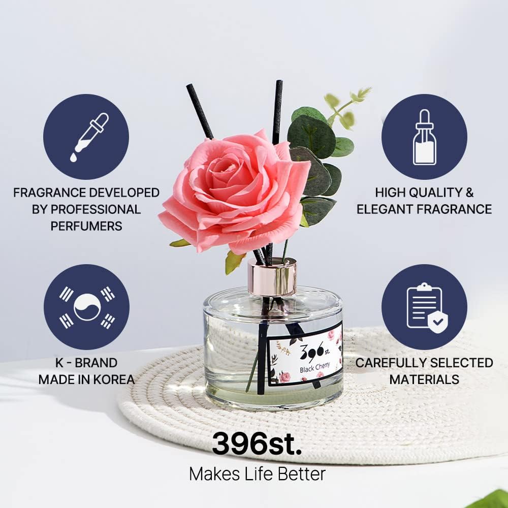 396 st. Rose Flower Reed Diffuser, Red Rose, 200ml(6.7oz) / Reed Diffuser Sets, Home Fragrance, Scented Oils, Home & Bathroom Décor