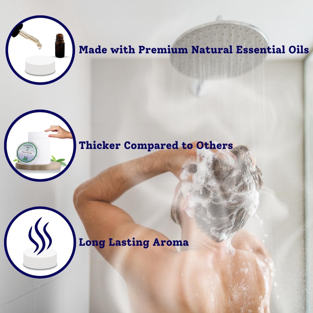 Shower Steamers Aromatherapy – Eucalyptus & Mint 6-Pack – Pure Essential Oils for Relaxation & Self-Care, Gift, Birthday, Wedding & Party Favors. Spa Experience at Home, Christmas Stocking Stuffers