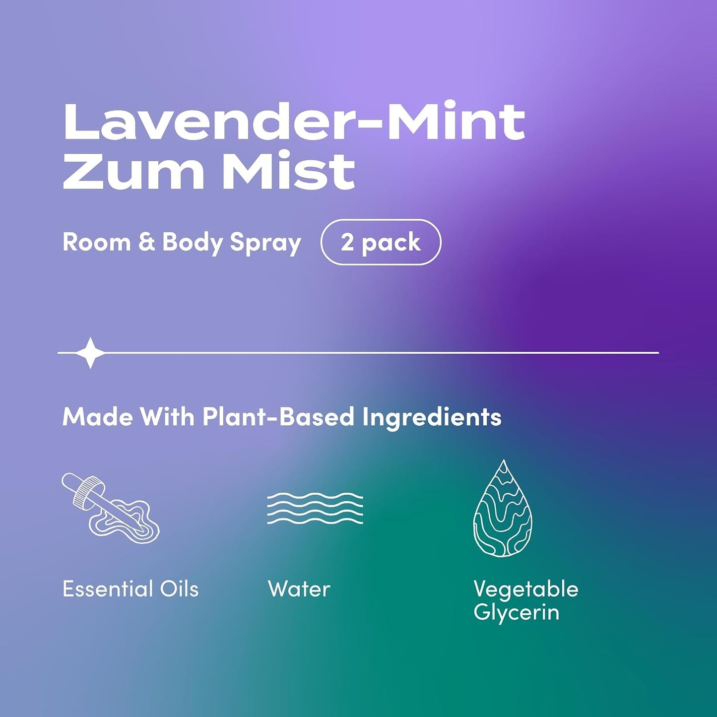 Indigo Wild Zum Mist Room & Body Spray - Aromatherapy Essential Oil Spray - Natural Body Mist & Room Spray - Lavender-Mint Scent - 4 fl oz (2 Pack)