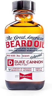 Duke Cannon Great American Beard Oil with Budweiser - Natural Conditioning with Apricot Kernel Oils, Warm Cedarwood Scent, 3 oz.