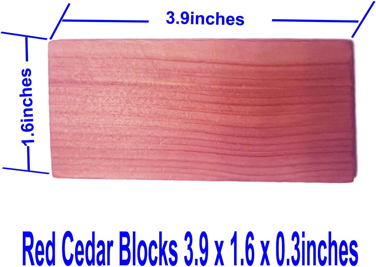 Red Cedar Blocks for Clothing, Shoes, Drawers, 14 Pieces/Box, 3.9 x 1.6 x 0.3inches/Pieces
