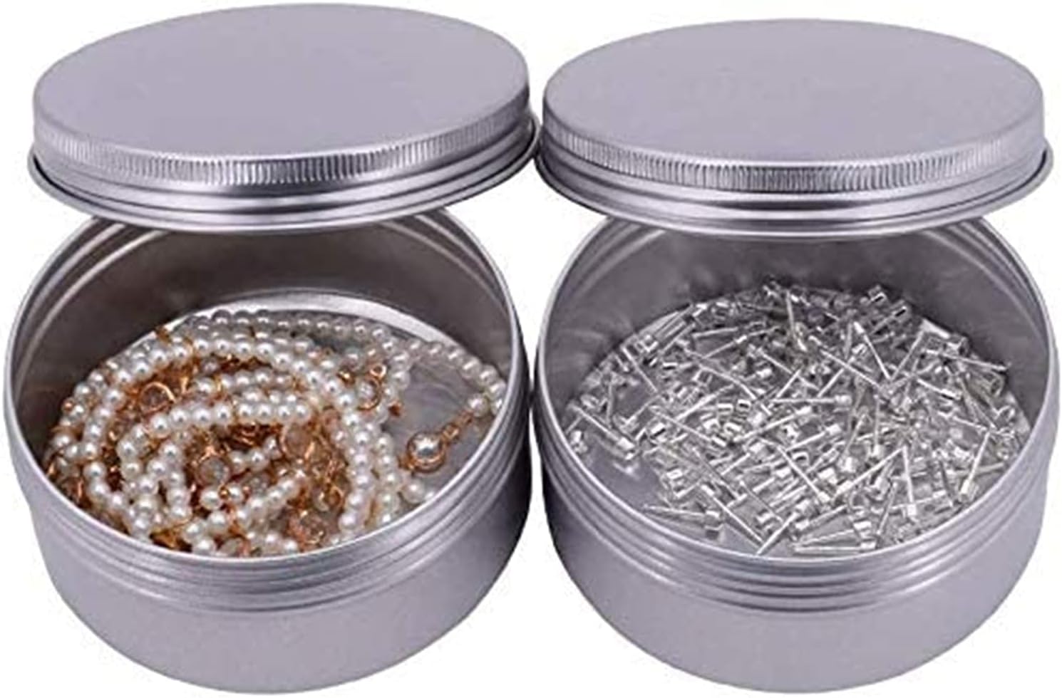 6-Ounce 12 Pack 180ml Empty Silver Round Aluminum Tin Cans Screw Top Metal Tins Aroma Hair Wax Tins Cosmetic Container Organization for Accessories DIY Beauty Salve Crafts Spice Candles