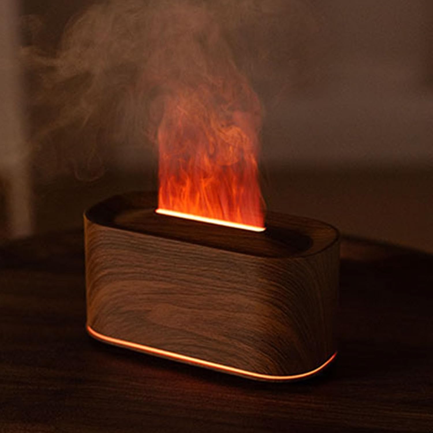 Luqeeg Essential Oil Diffuser, 220ml Aromatherapy Diffuser with 7 Color Changing Lights and Effect, Ultrasonic Humidifier for Home Office Bedroom (Dark Wood Grain)