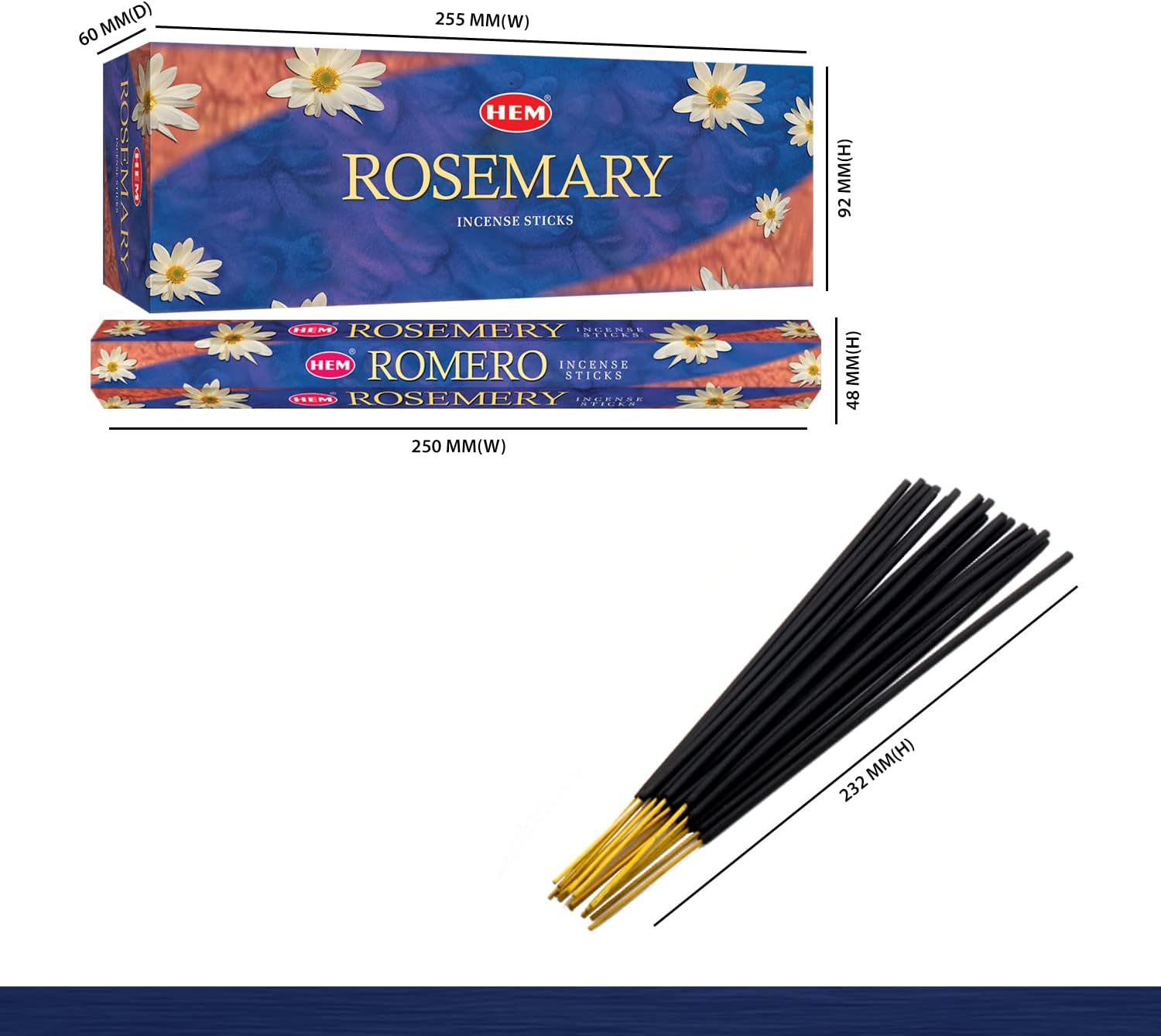 Hem Rosemary Scented Sticks for Cleansing & Meditation Incense Sticks - Pack of 6 (20 Sticks Each) - Promotes Tranquility,Serenity and Elevate Your Senses.