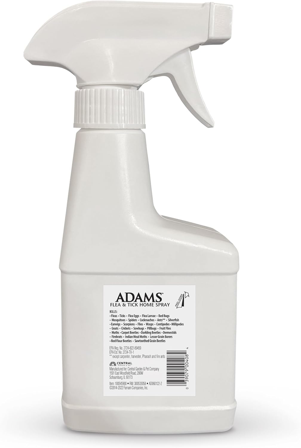 ADAMS Flea & Tick Home Spray for Indoor House Treatment, Tick and Flea Spray for Home, Carpet, Furniture & Pet Bedding, Controls Bed Bugs, Cockroaches, Spiders & Mosquitoes, 8 oz