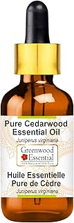 Greenwood Essential Pure Cedarwood Essential Oil (Juniperus virginiana) with Glass Dropper Steam Distilled 10ml (0.33 oz)