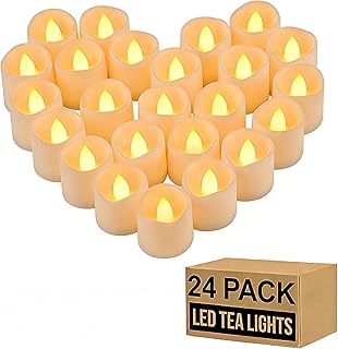 Gmnee 24Pcs Tea Lights Battery Operated, 200+Hours Small LED Candles | Flameless Tealights Candles for Christmas, Wedding, Party, and Halloween Decoration (Battery Included)