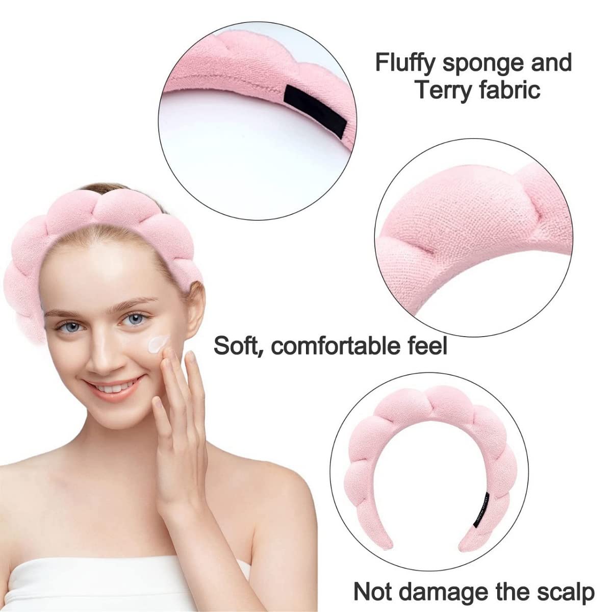 Women's Spa Headband, Headband for Washing Face, Makeup Removal, Shower, Skincare (Black, 1 Count) | Sponge Makeup Skincare Headband For Makeup Removal, Shower, Skincare, Soft Non Slip
