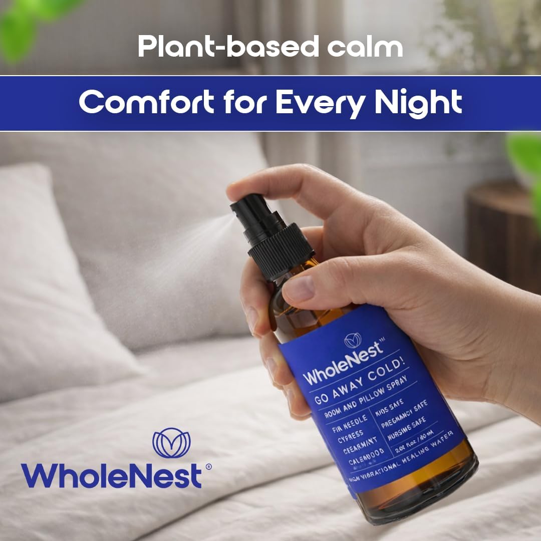 Go Away Cold Refreshing Pillow Mist Sleep Spray | Aromatic Pillow & Room Sleep Spray to Breathe Easy | Essential Oil Blend with Fir Needle, Spearmint & Cedarwood for Nightime Comfort | 60 ml